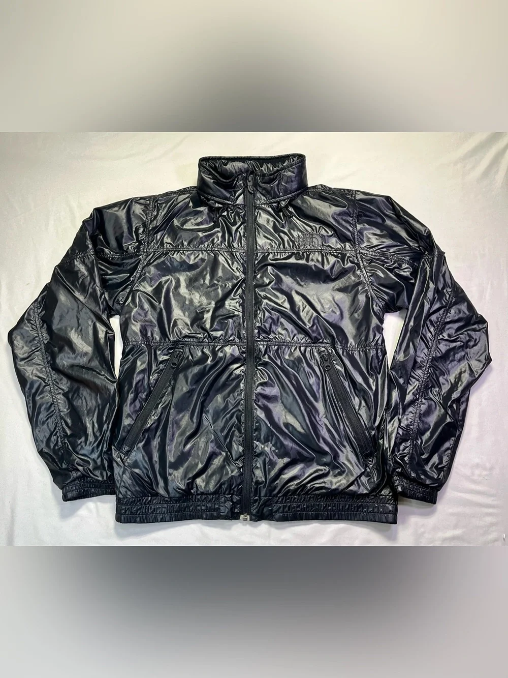 The North Face Men's Harway Glossy Black Packable Puffer Jacket Full Zip Red - S